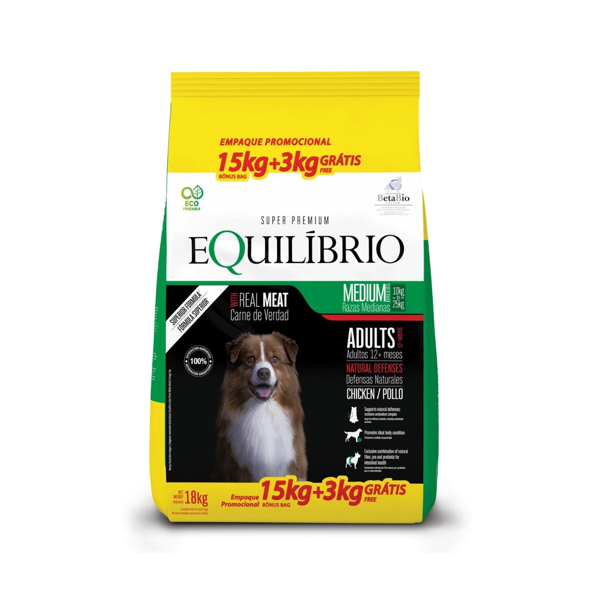 ALIMENTO DE PERRO EQUIL. ADULTOS MEDIANO 15+3KGRS 