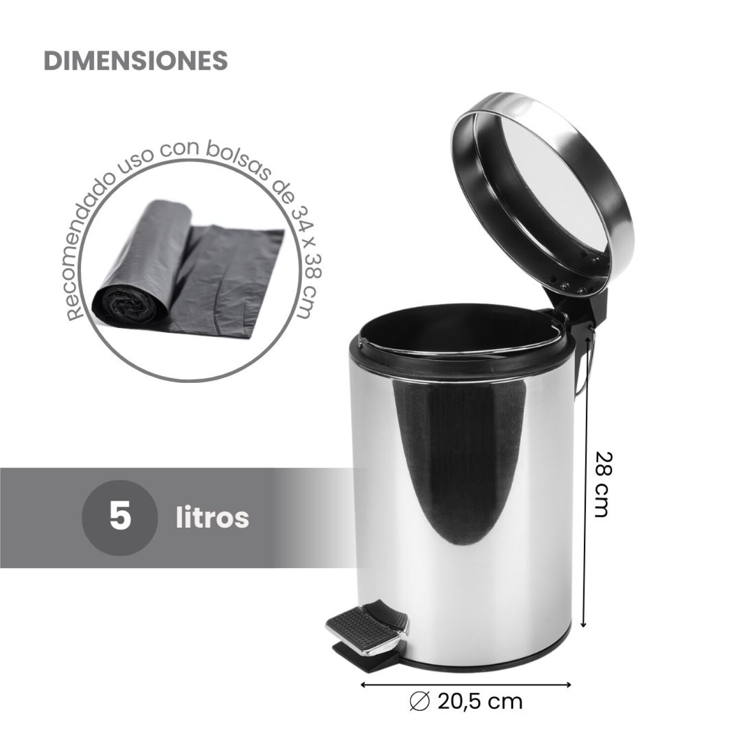 Tacho de basura 5 litros 2025