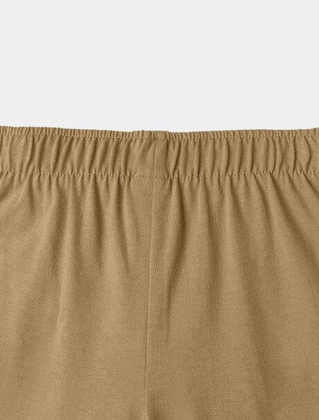 PANTALONES DE PIERNA ANCHA EN TEJIDO DE PUNTO MOSTAZA