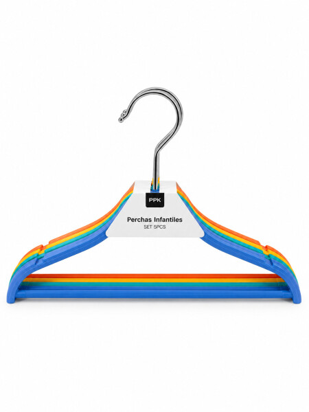 PERCHA INFANTIL DE PLÁSTICO SET X 5 MULTICOLOR