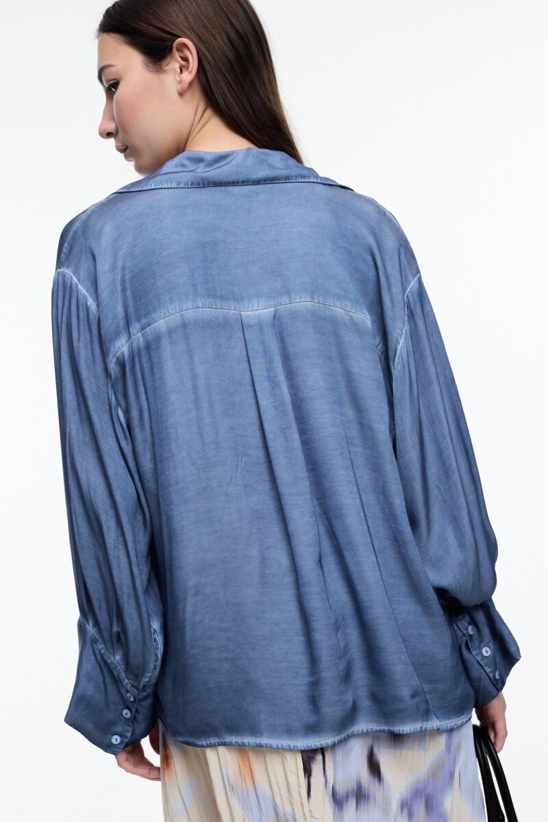 CAMISA BOLSILLO ML Azul
