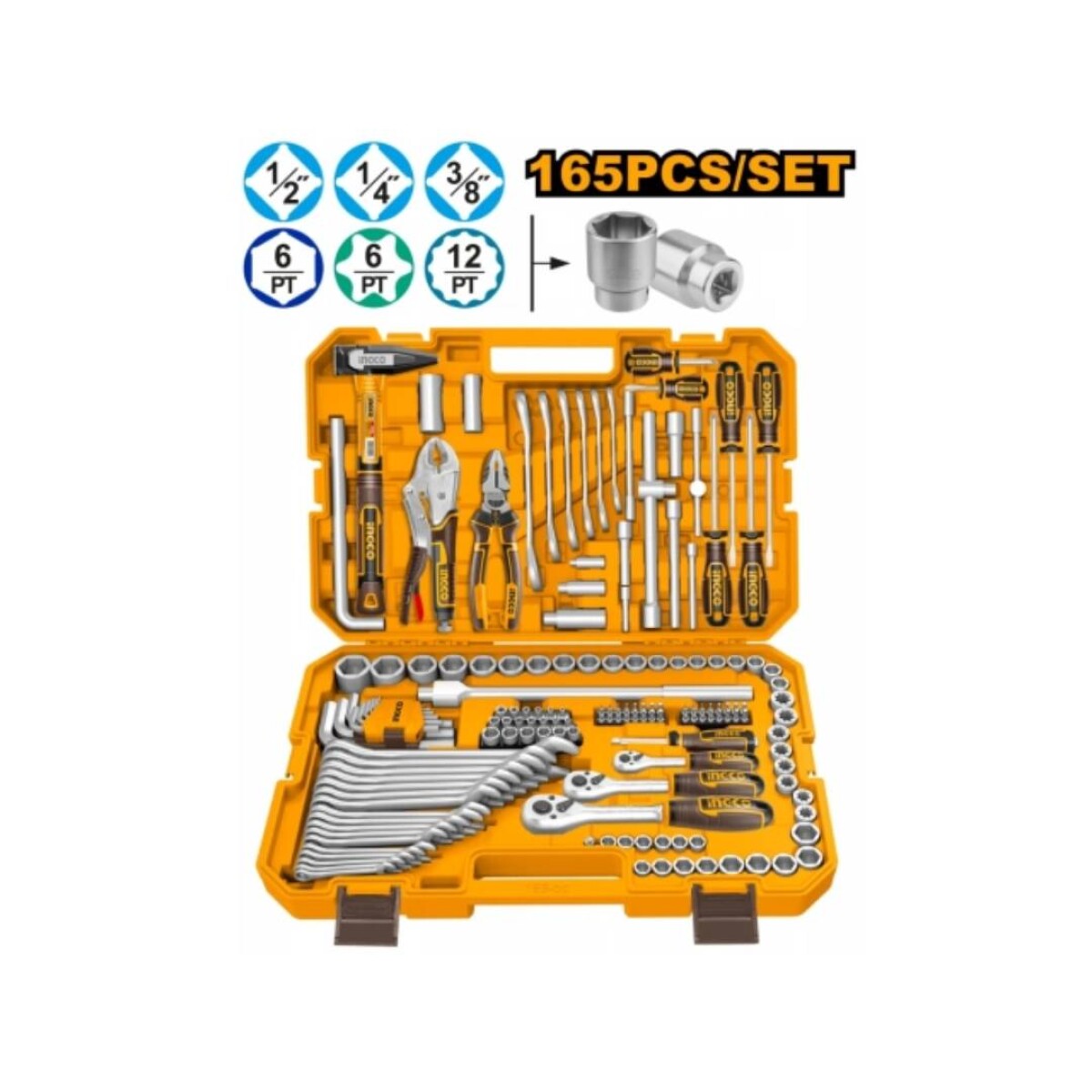 Kit de 165 Herramientas INGCO HKTHP51658 combinadas - Manual 