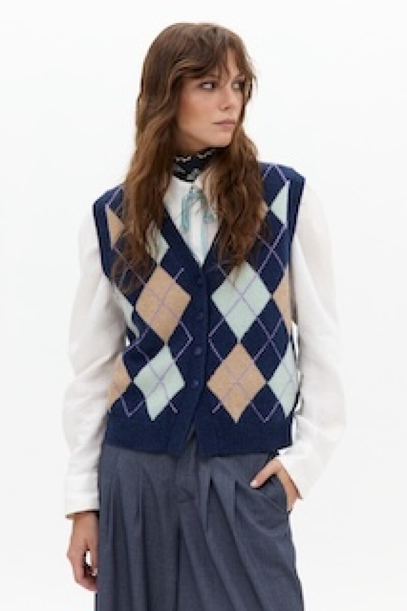 Chaleco Frank en Blend de Lana Navy Diamond