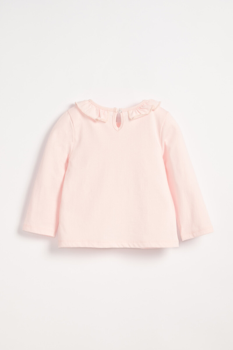 Remera Manga Larga Cuello Volado Rosa