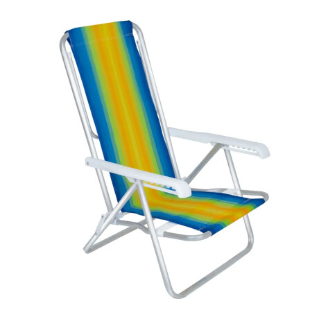 Reposera Silla Reclinable De Playa 8 Posiciones Aluminio Azul/amarillo