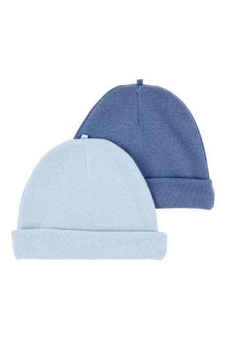 Pack dos gorros de poliéster, azules Sin color