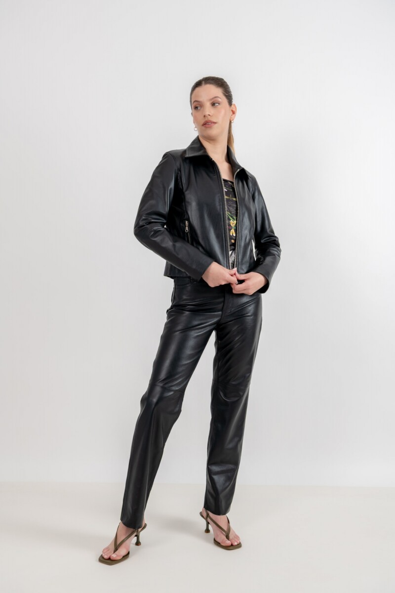 Chaqueta de Cuero Lupe - Negro