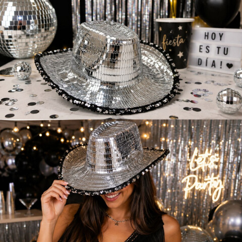 Sombrero Cowboy Metalizado Plateado