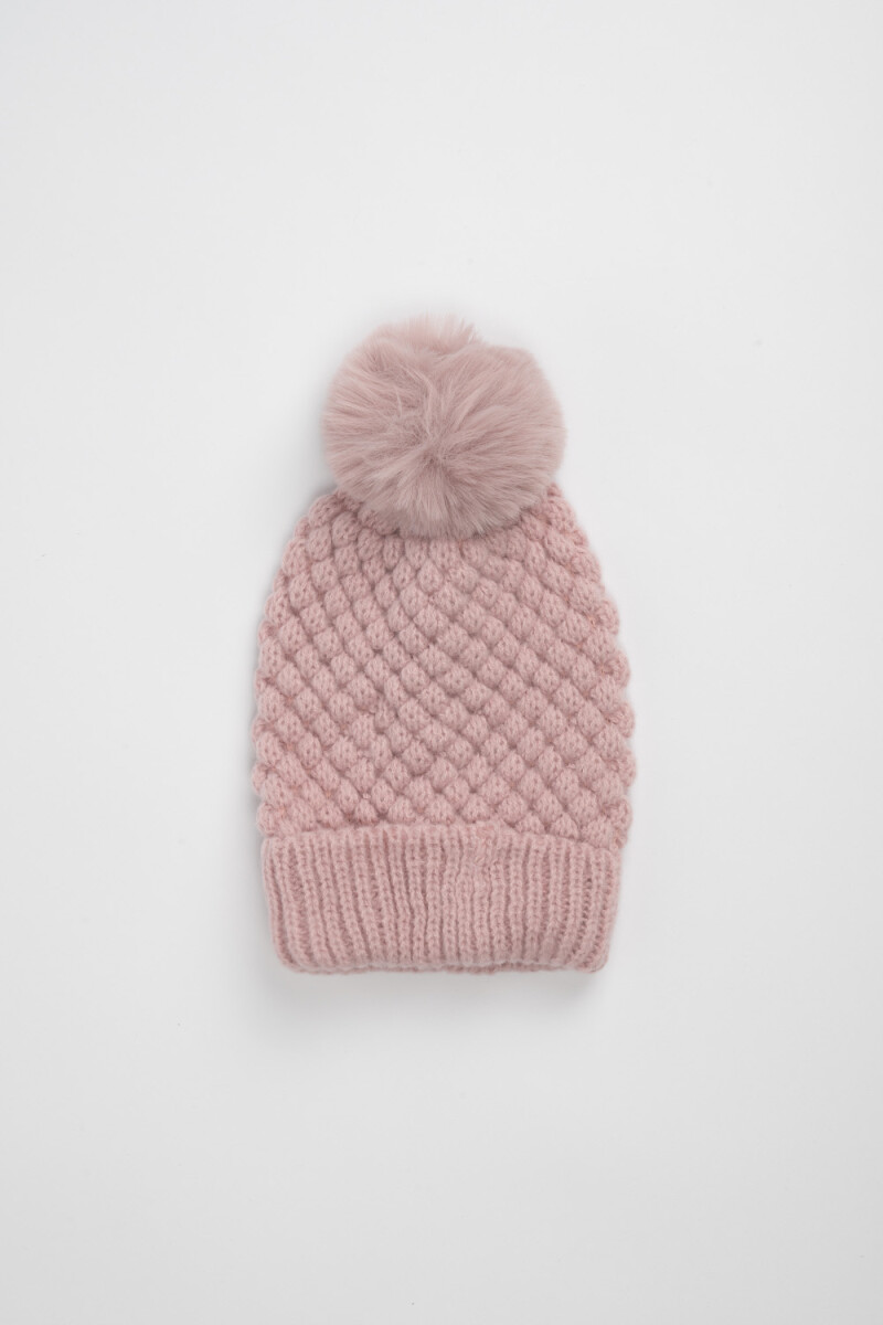 Gorro punto - Pompon Rosa 