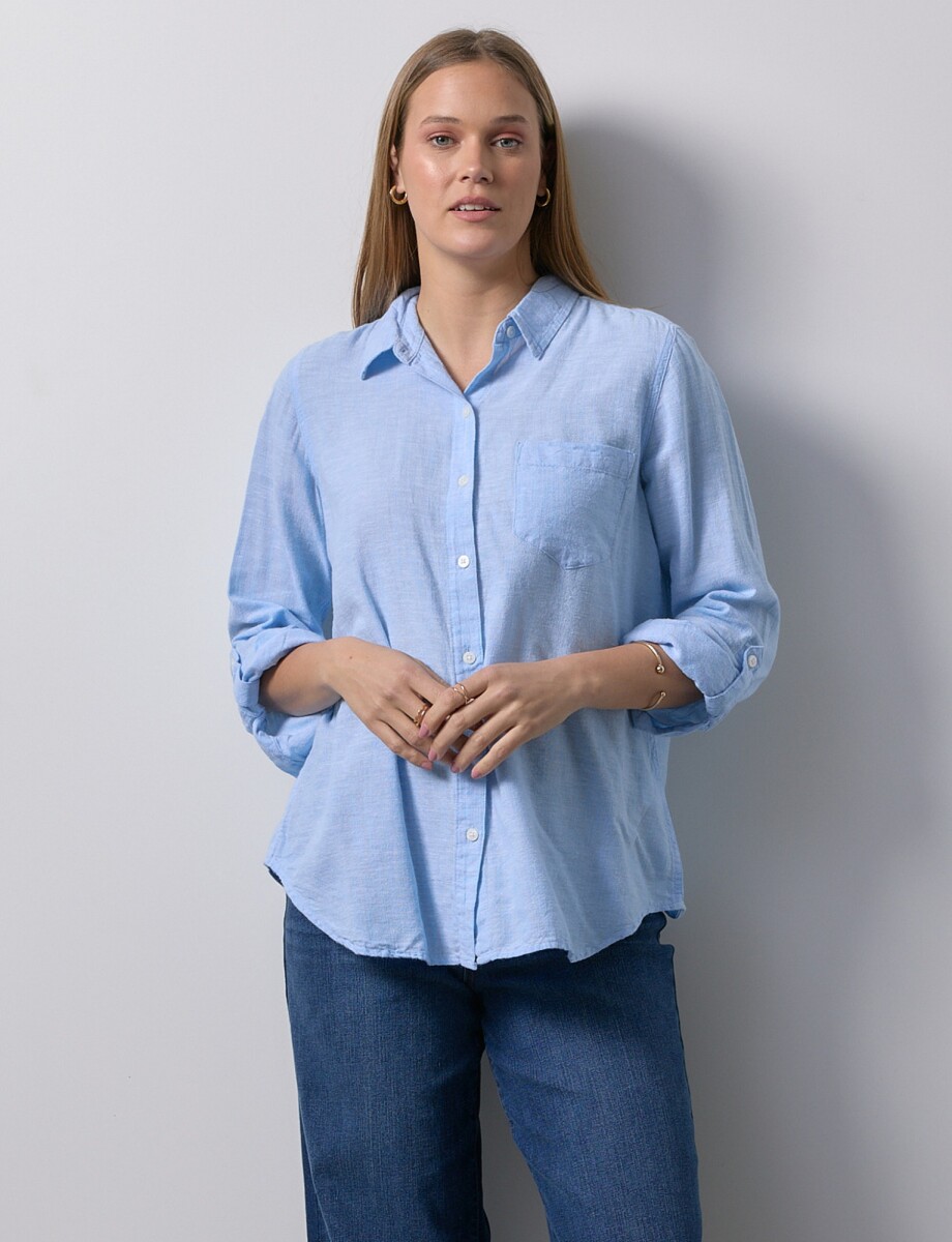 Camisa Lino - Celeste 