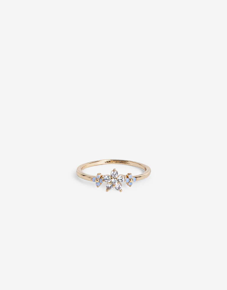 Anillos Chicos Strass Anillo Con Flores En Cubic - Dorado