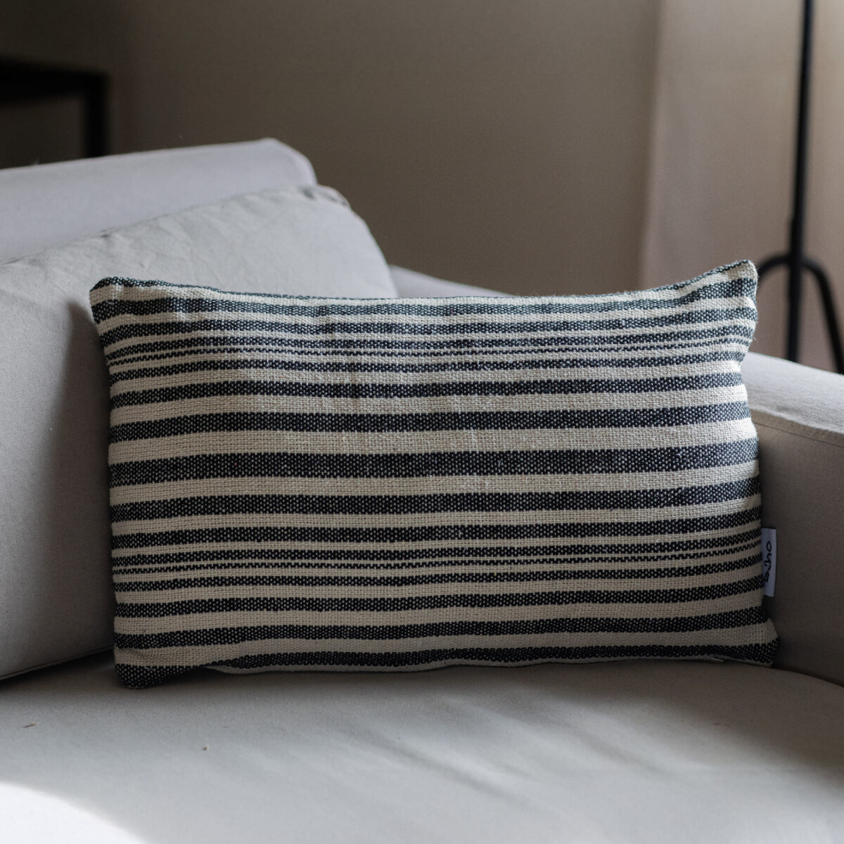 Funda de almohadón algodón 30x50cm - Rayas Taupe 