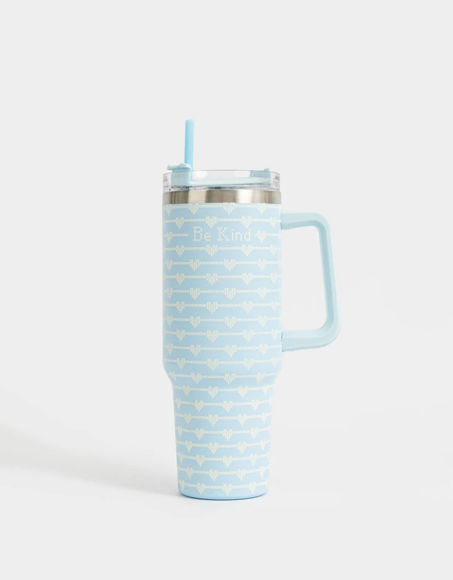 Accesorios Cocina Estampados Vaso Térmico "be Kind" - Azul Celeste