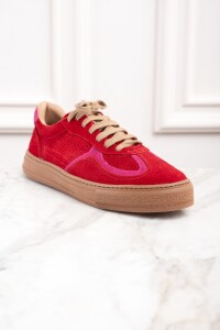 Zapatilla Gamuza Combinada Rojo