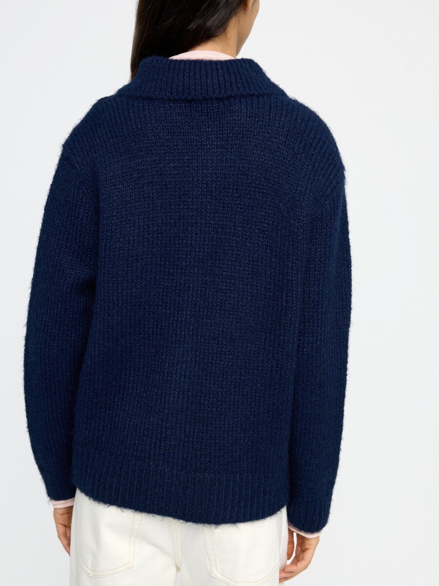 Cárdigan De Punto Liso azul-marino