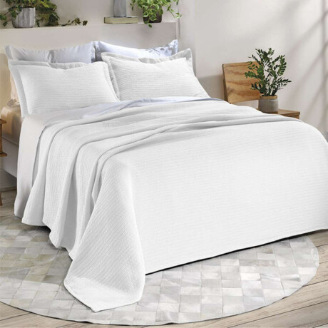 Juego Colcha y Funda Dohler 1 Plaza 100% Microfibra Blanco