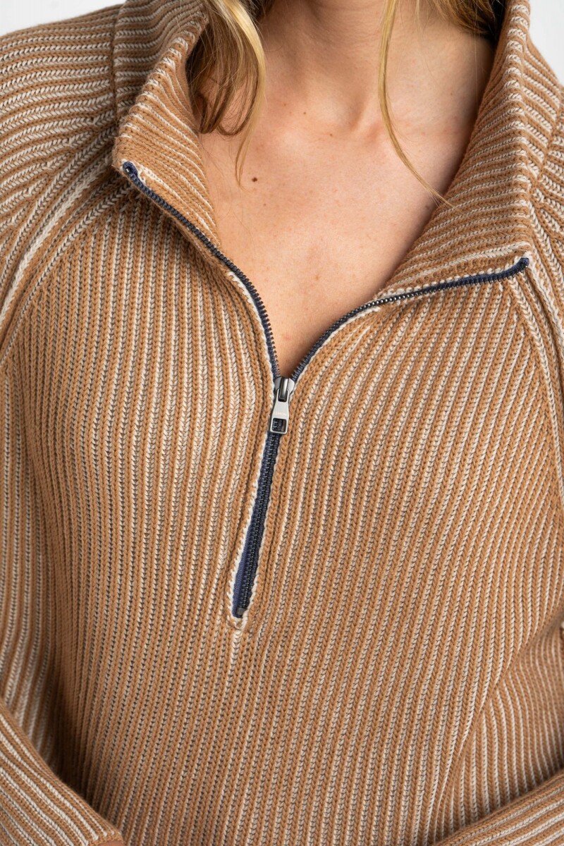 Sweater Algodón Cierre Camel