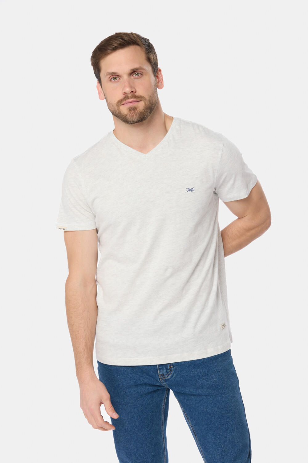 REMERA LISA ESCOTE V Gris