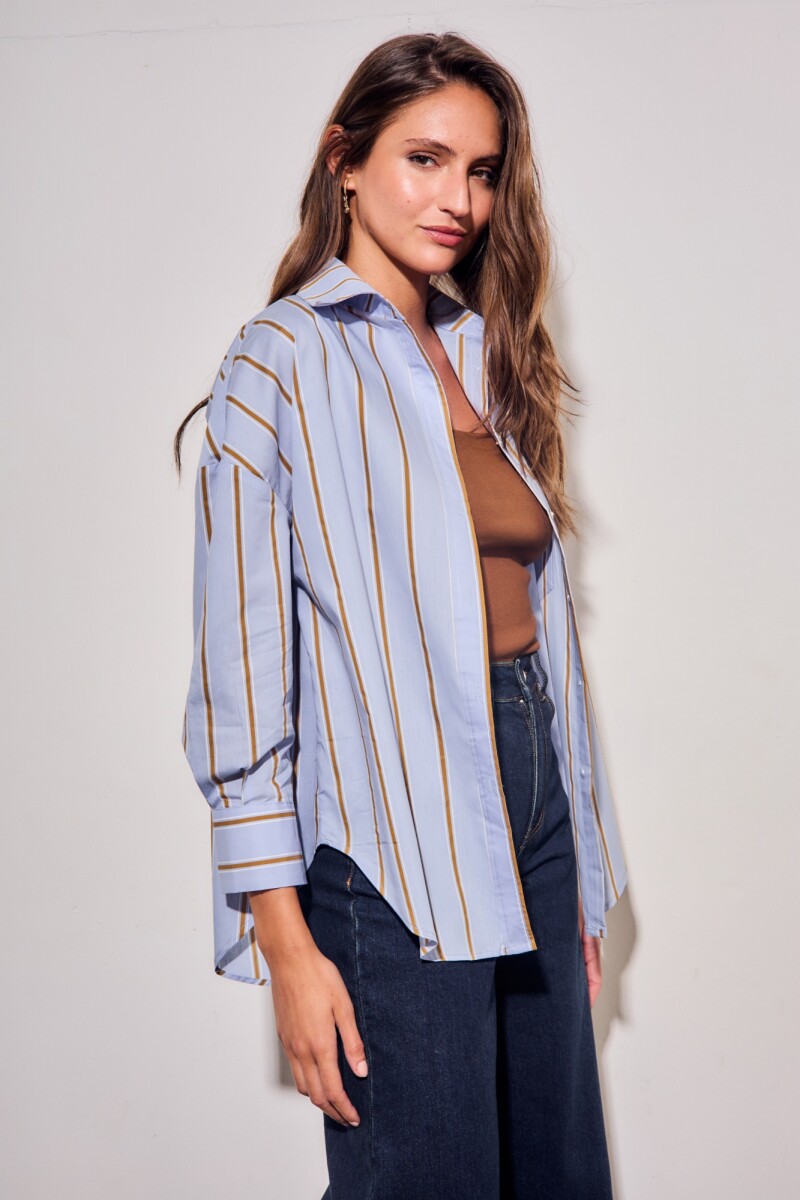 Camisa Rayada Azul
