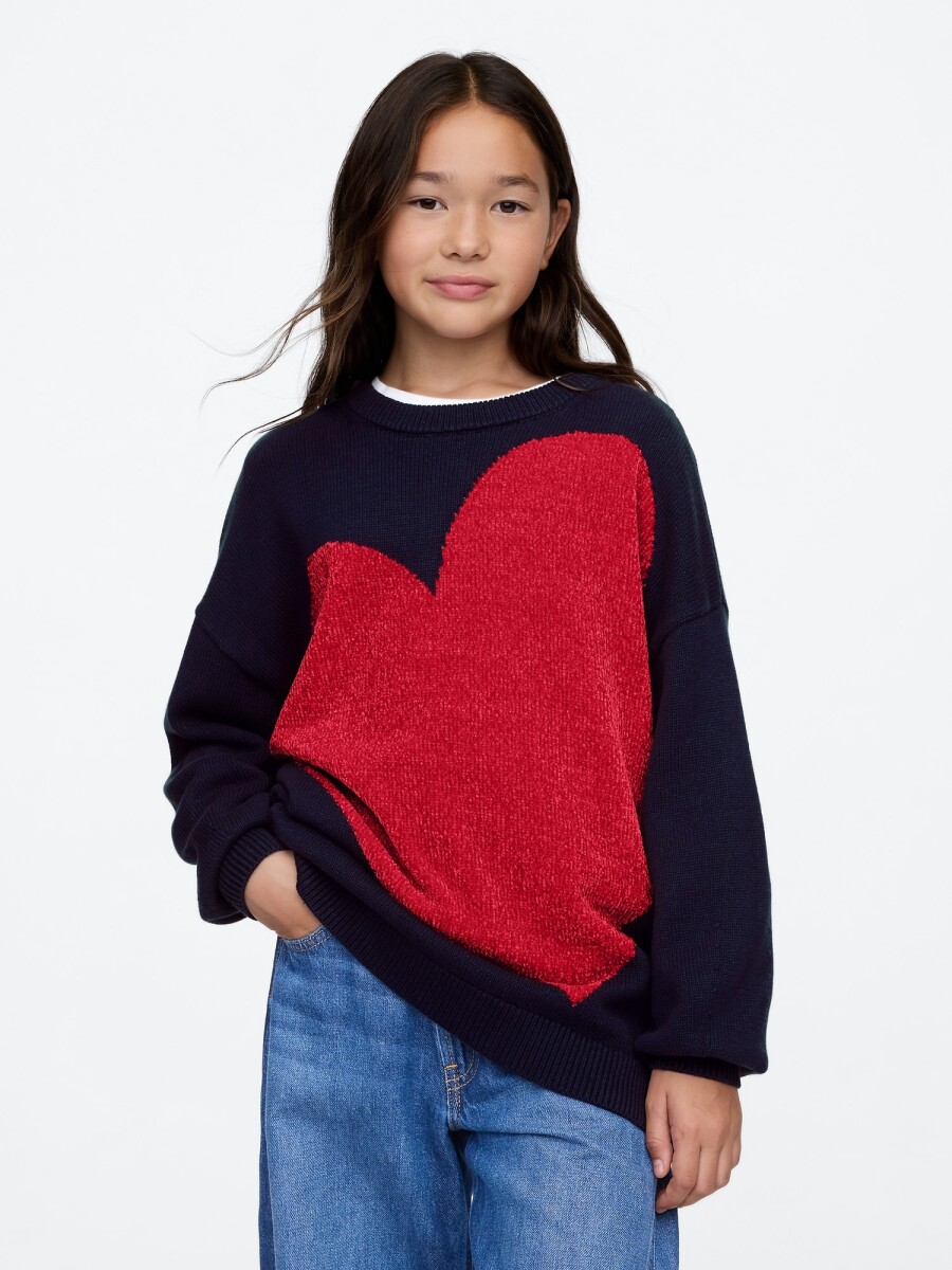 Buzo Túnica Niña - Navy Red Hearts 
