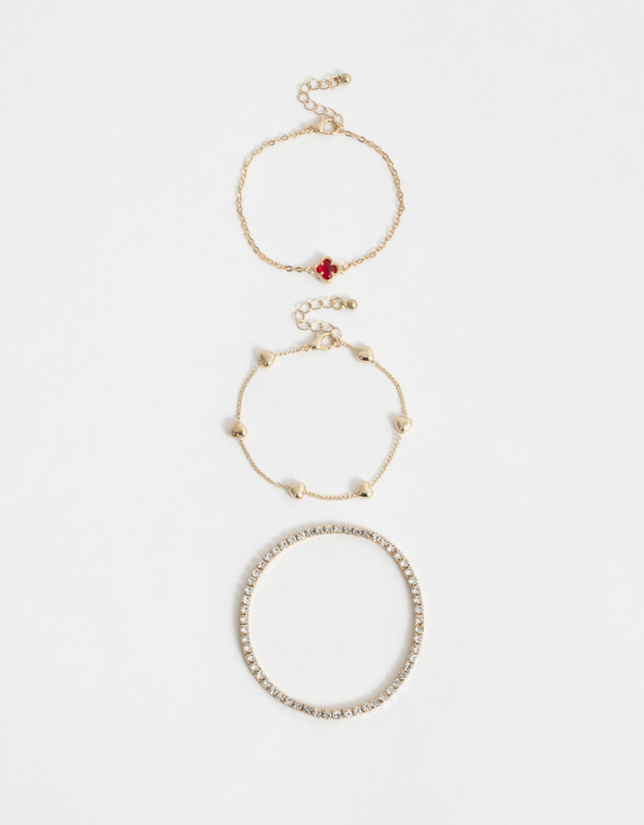 Set De Pulseras Flexibles Con Strass 