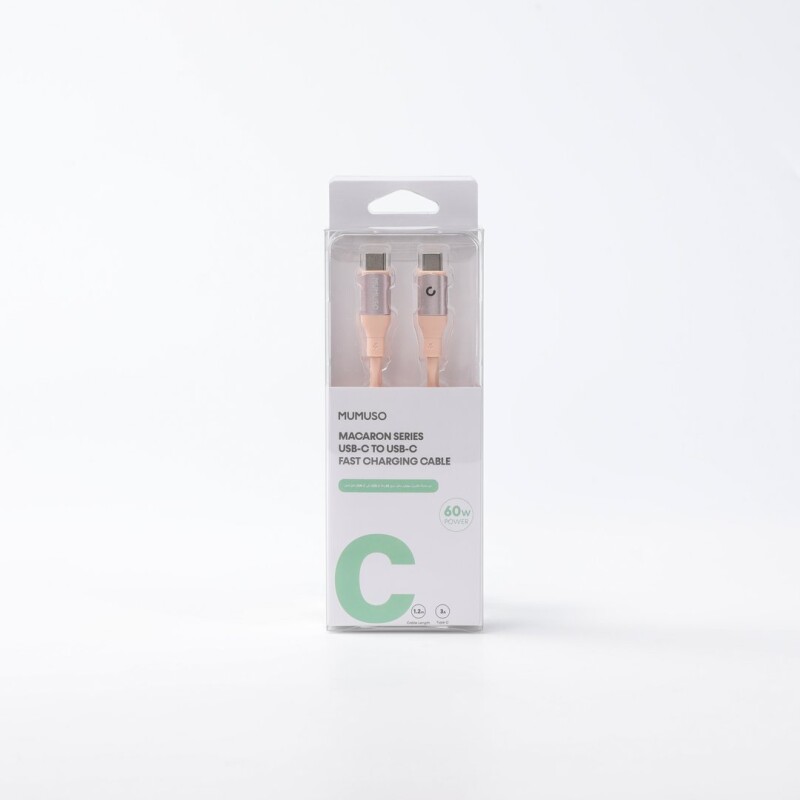 CABLE DE CARGA RÁPIDA USB-C A USB-C 60W DE SILICONA LÍQUIDA SERIE MACARON (ROSA/ CABLE DE CARGA RÁPIDA USB-C A USB-C 60W DE SILICONA LÍQUIDA SERIE MACARON (ROSA/