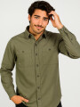 Camisa Denin Verde Oliva Oscuro