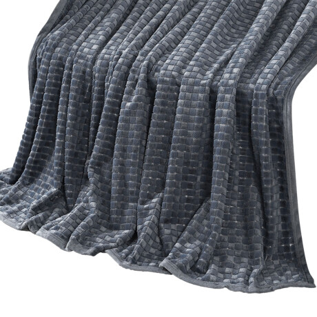 Manta Frazada Polar 2 Plazas Cuadrillé Suave para Cama Sofá Azul