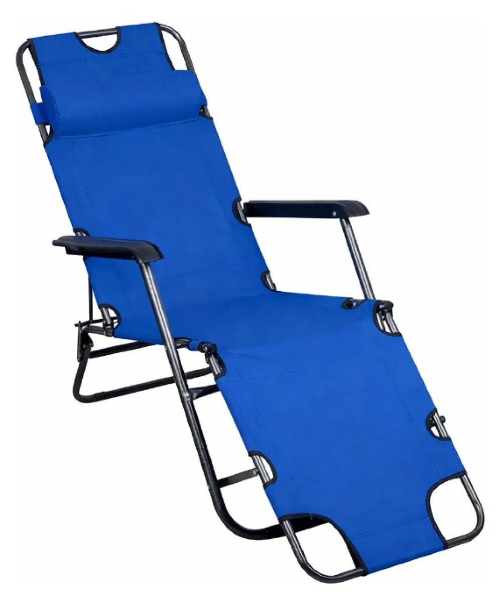 Silla Reposera Catre Plegable Anatómica Liviana Con Almohada - Azul 
