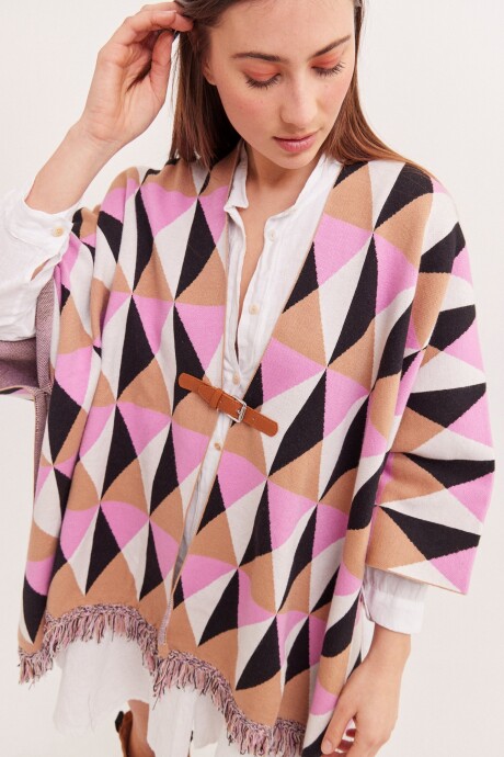 Poncho Corriente Rosa/Camel