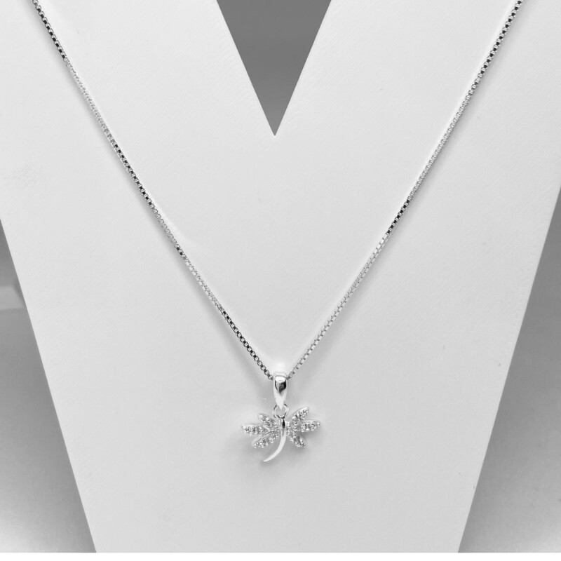 CONJUNTO CADENA TIPO VENECIANA DE PLATA CON LIBELULA MINI CON PIEDRAS L9m111294