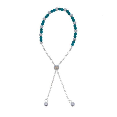 Pulsera De Plata 925 Con Cuentas De Acrílico