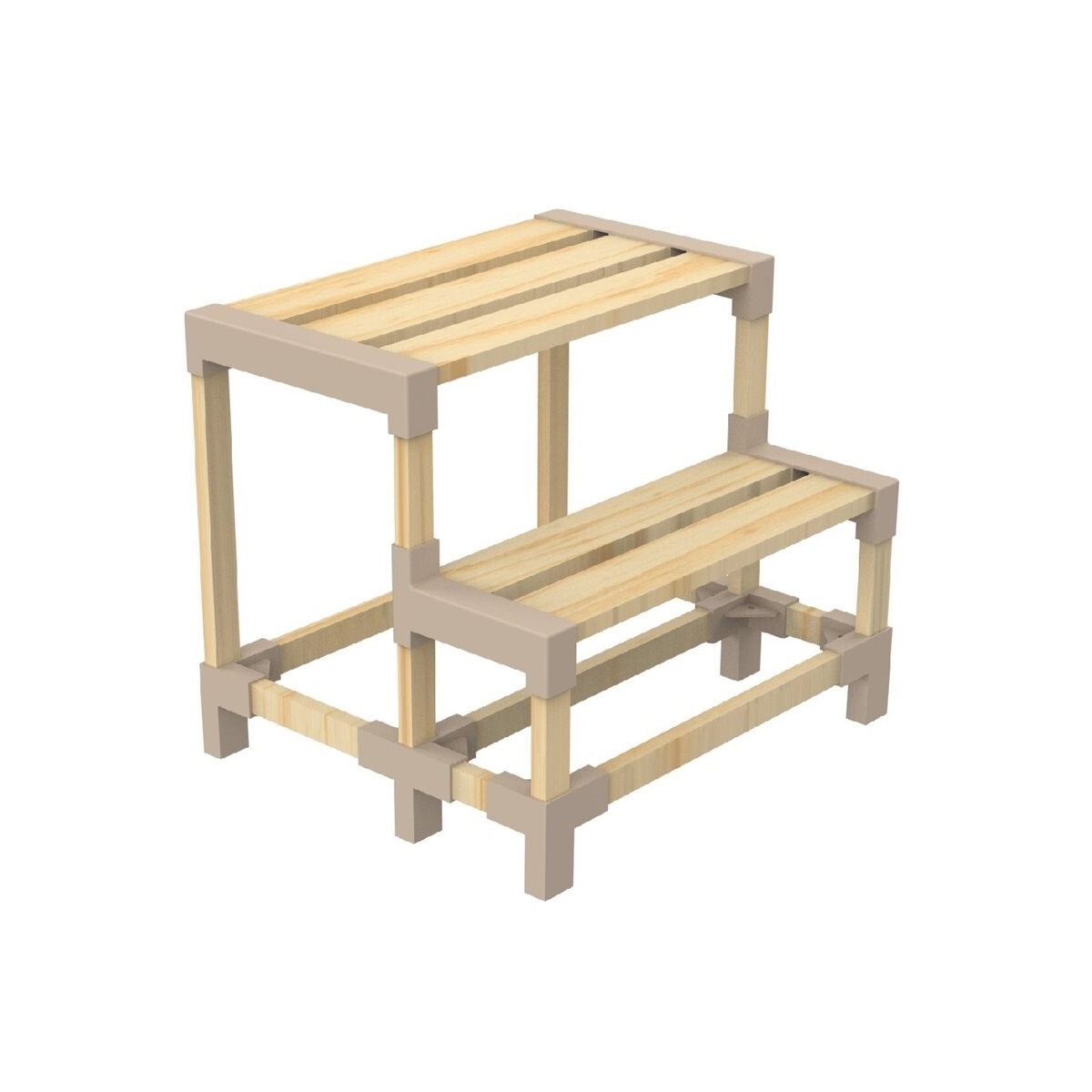 Escalera 2 niveles 38 x 39 x 48 cm madera - MADERA 