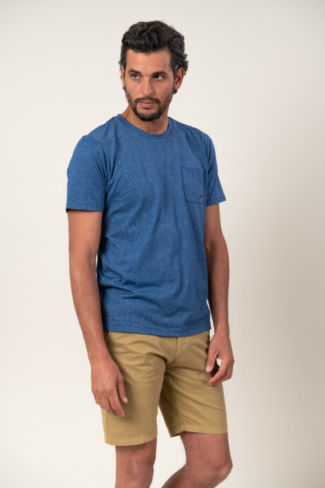 T-Shirt con bolsillo y logo Azul melange