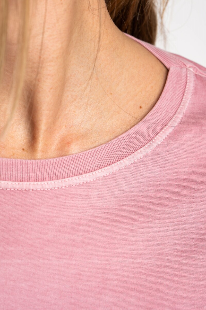 Remera Manga Larga Lavada Rosa