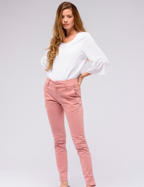 PANTALÓN DE GABARDINA SKINNY Rosa