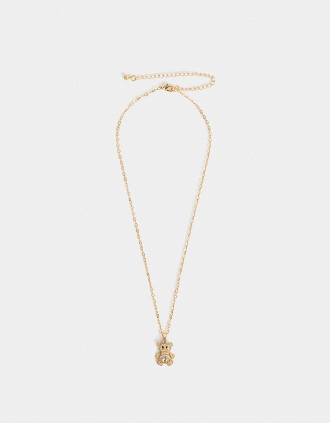 Cadena Corta con Dije Packaging especial Collar De Oso Con Strass - Dorado