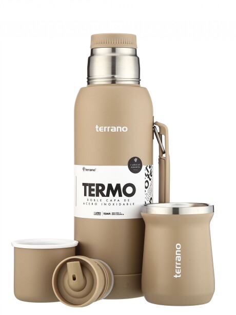 Kit Termo 1LT Con Base De Silicona + Mate de Acero Tradicional Arena