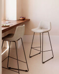 Taburete Zahara beige y acero con acabado negro altura 65 cm