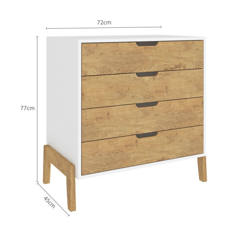 Cómoda Cajonera 4 Cajones Rieles telescópicos Combinada con Patas Madera - MDP - Linea Melilla Cómoda Cajonera 4 Cajones Rieles telescópicos Combinada con Patas Madera - MDP - Linea Melilla