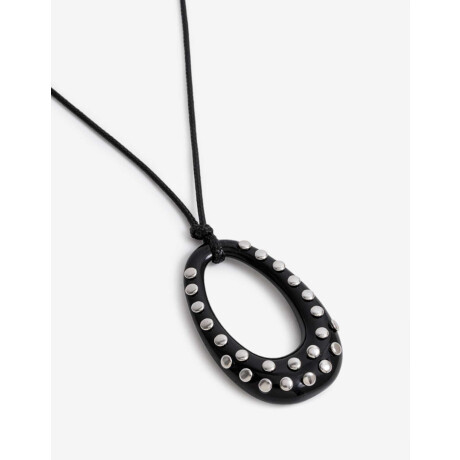 Collar Largo Resina Tachas Plateado Rodio