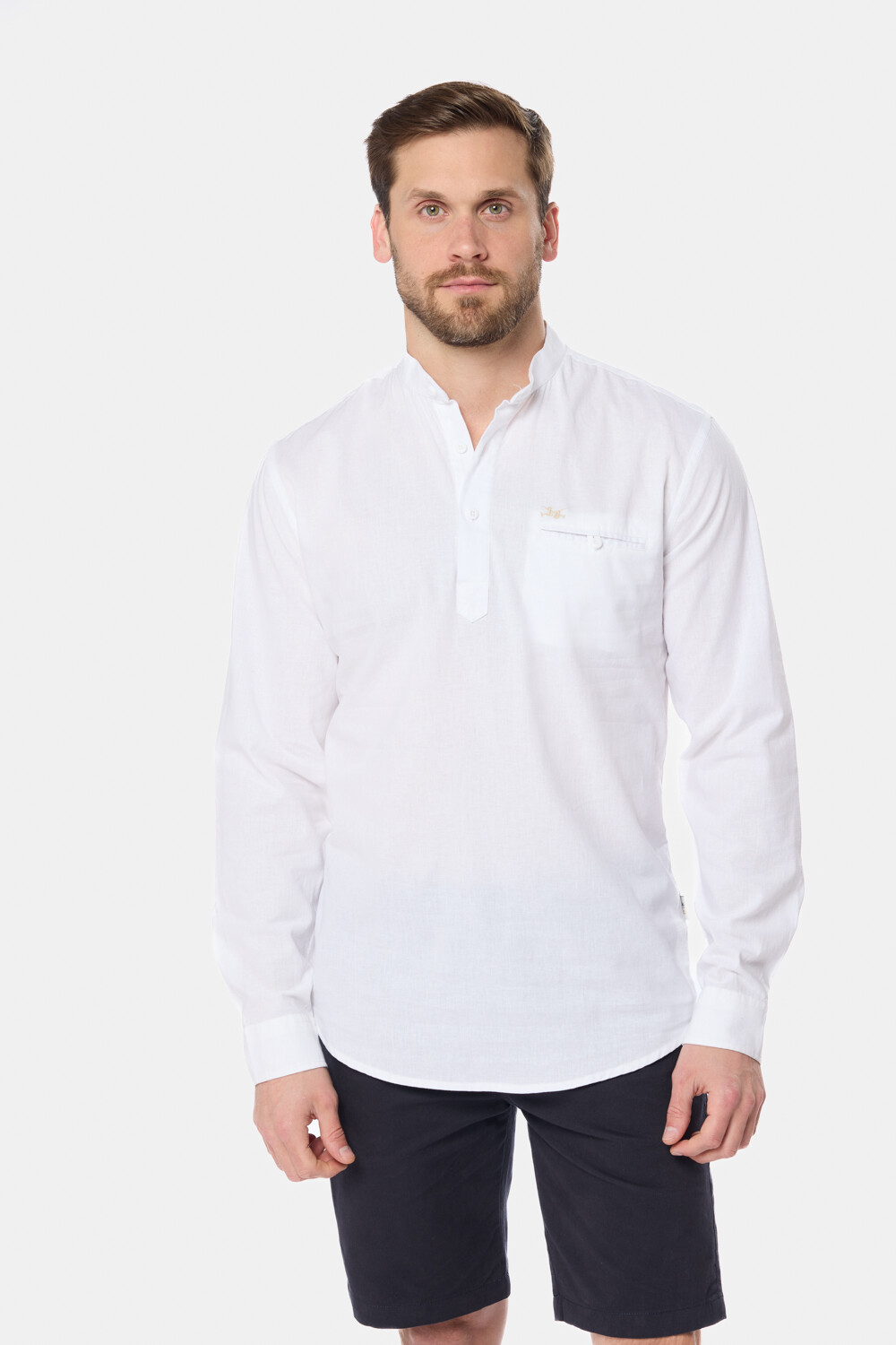 CAMISA DE LINO CUELLO MAO Blanco