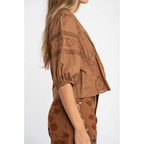 Blusa Boho Lino Chocolate
