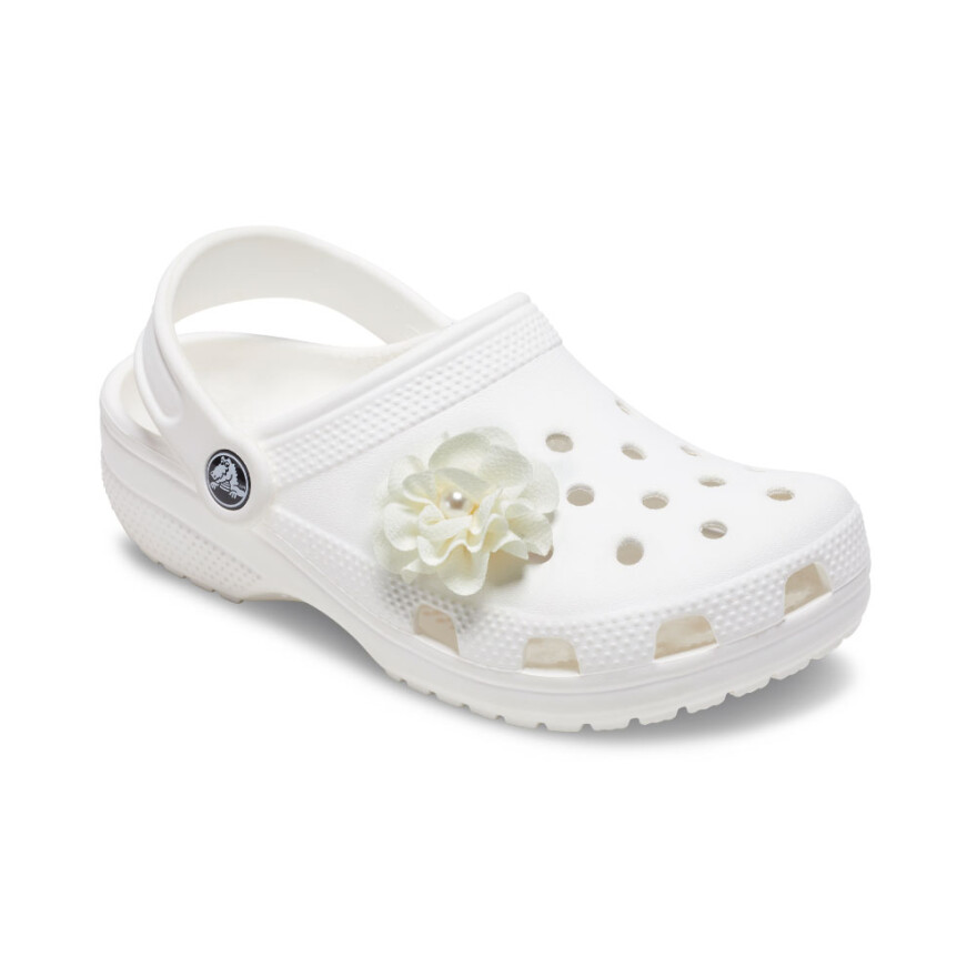 Jibbitz White Fabric Flower With Pearl Multicolor