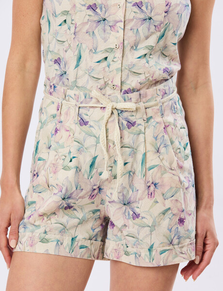 SHORT ESTAMPADO DE LINO Lila