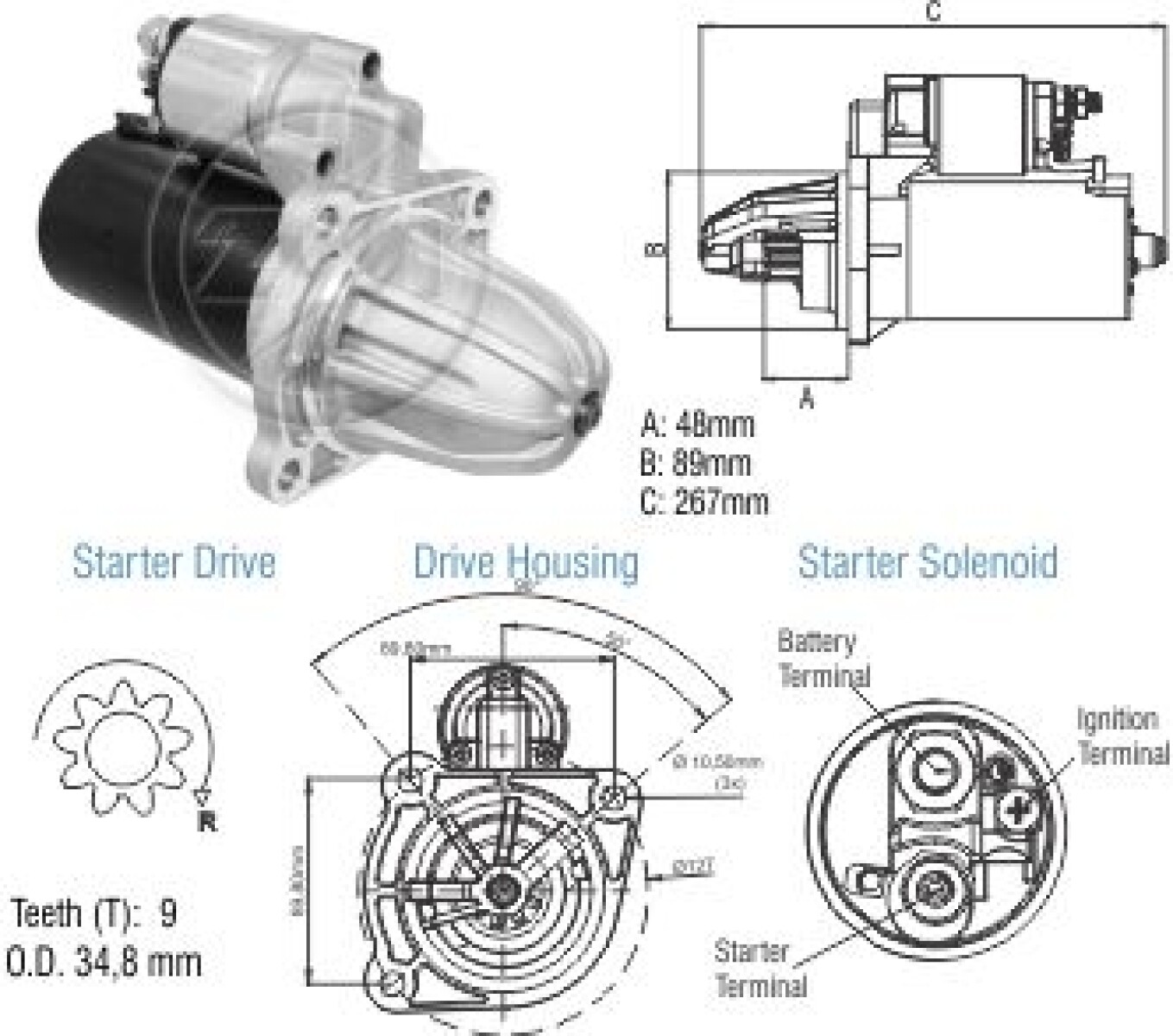 ARRANQUE MERCEDES BENZ OM314 352 12V 9D BOSCH C/REDUCTOR ZM 