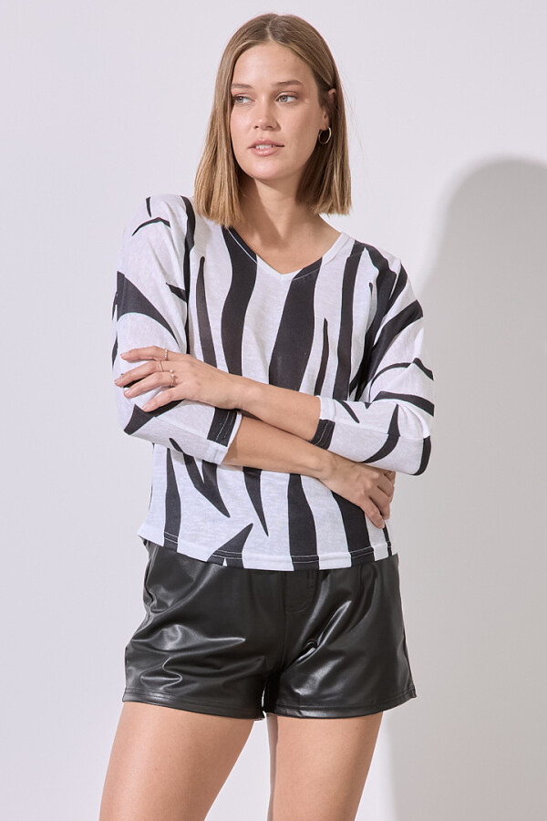 Blusa Tejido Printed BLANCO/NEGRO