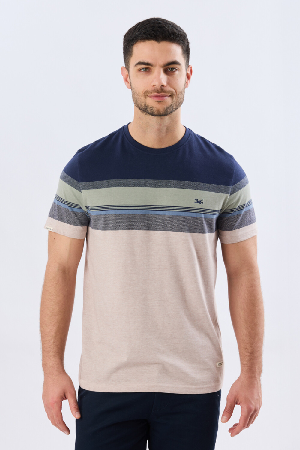 REMERA RAYADA DE ALGODÓN Beige