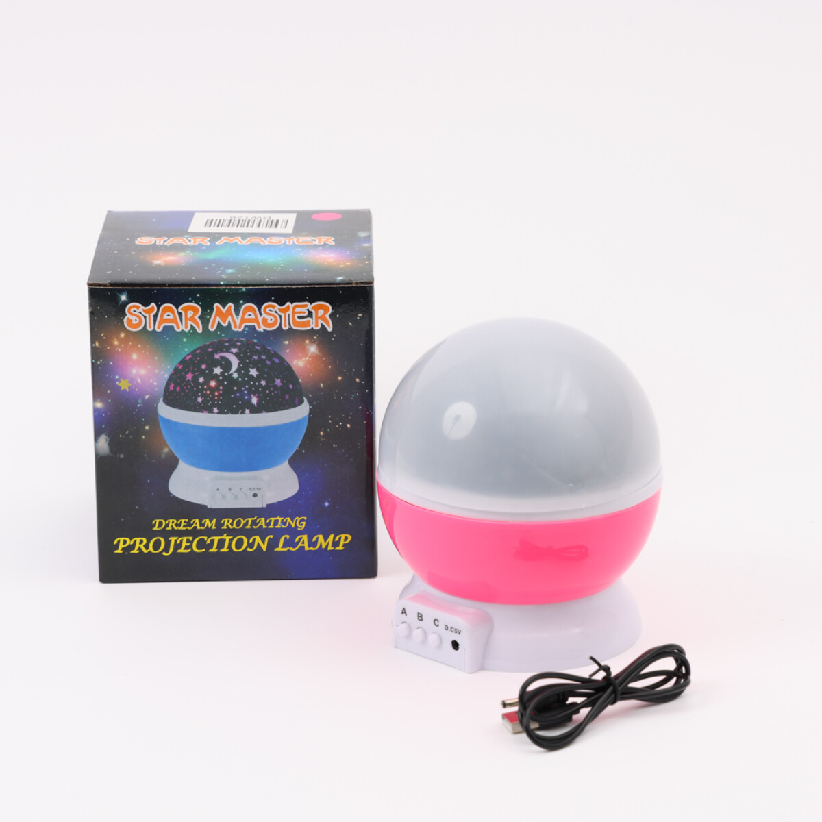 LAMPARA VELADORA GIRATORIA PROYECTOR LED ESTRELLAS USB ROSA 