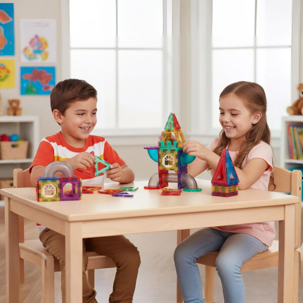 Juego De Construcción Con Imanes Para Niño 36 Pzs Magnéticas Diseño De Colores